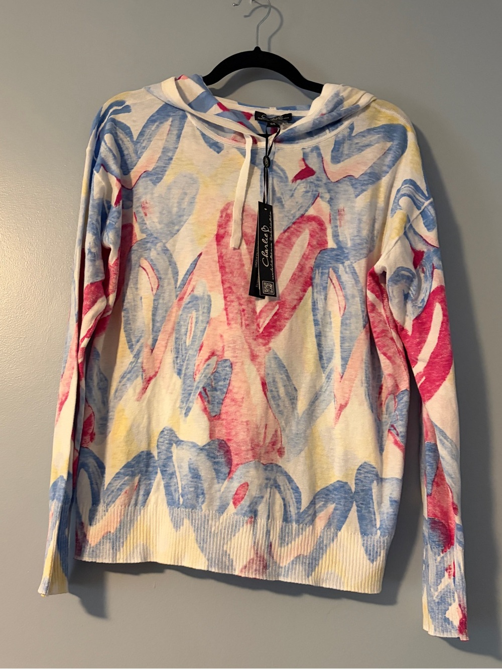 CHARLIE B Brushstroke Hoodie in Blue, Pink & Yellow